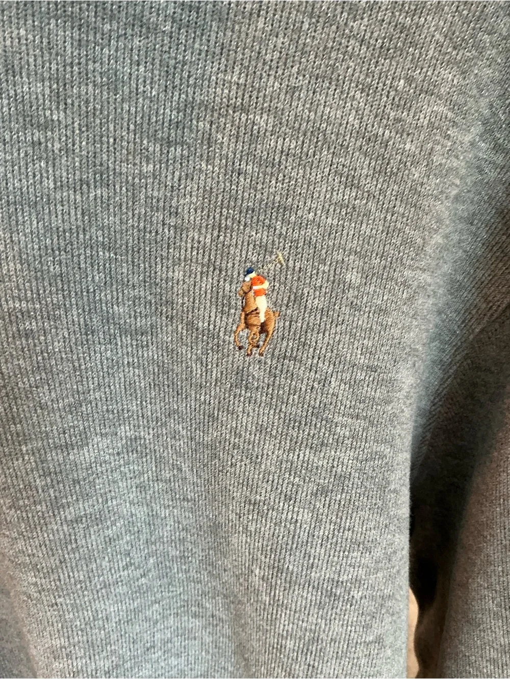 Polo Ralph Lauren Men’s XL Gray Cotton Quarter Zip Pullover Pony